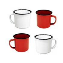 Jogo c/ 4 caneca esmaltada diversas cores café roça fazenda