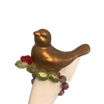 Jogo c/4 Porta Guardanapos Pássaro Porcelana Dourado