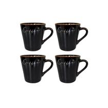 Jogo C/ 4 Xícaras De Porcelana Envelhecidas Coffee 120ml