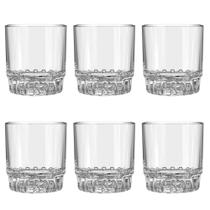 Jogo C/6 Copos Baixos de Vidro Transparente Fiorde 290ml P/ Whisky Drink Suco Agua