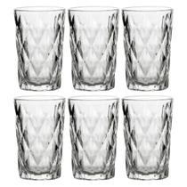 Jogo C/ 6 Copos de Vidro Diamond Transparente 350ml Luxo Bebidas Água Suco Jogo C/ 6 Copos de Vidro Diamond Transparente 350ml Luxo Bebidas Água Suco