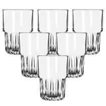 Jogo C 6 Copos de Vidro Empilháveis 360ml P Agua Suco Bebidas