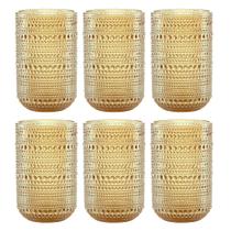 Jogo C/ 6 Copos de Vidro Pérola Âmbar 460ml Luxo Bebidas Água Suco