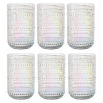 Jogo C/ 6 Copos de Vidro Pérola Rainbow 460ml Luxo Bebidas Água Suco Jogo C/ 6 Copos de Vidro Pérola Rainbow 460ml Luxo Bebidas Água Suco