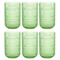 Jogo C/ 6 Copos de Vidro Pérola Verde 460ml Luxo Bebidas Água Suco