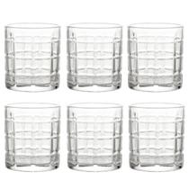 Jogo C/ 6 Copos de Vidro Topázio 340ml Whiskey Drink Coquetéis Água Suco Resistente Luxo