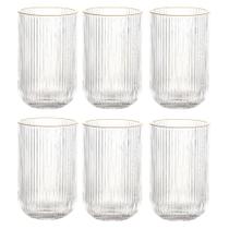 Jogo C/ 6 Copos de Vidro Versalhes Borda Dourada 460ml Luxo Bebidas Água Suco Jogo C/ 6 Copos de Vidro Versalhes Borda Dourada 460ml Luxo Bebidas Água Suco