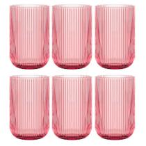 Jogo C/ 6 Copos de Vidro Versalhes Rosa 460ml Luxo Bebidas Água Suco Jogo C/ 6 Copos de Vidro Versalhes Rosa 460ml Luxo Bebidas Água Suco