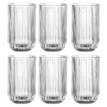 Jogo C/ 6 Copos de Vidro Versalhes Transparente 460ml Luxo Bebidas Água Suco