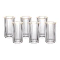 Jogo C/6 Copos Graffiato Com Borda Dourada Long Drink 420ml Jogo C/6 Copos Graffiato Com Borda Dourada Long Drink 420ml