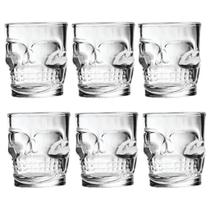 Jogo C/ 6 Copos para Shot Skull Clear 55ml Dose Tequila Vodka