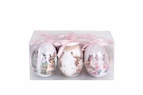 Jogo C/6 Ovos Decorativos Coelhos/Rosa - 7cm - Tokdacasa