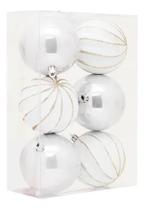 Jogo C/6 Peças Bolas Gomos/lisa Branco 8cm 1205660-CROMUS