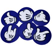 Jogo C/ 6 Porta Copo Borracha Escorredor Bolacha Hands