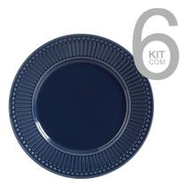 Jogo c/ 6 pratos raso roma deep blue - porto brasil