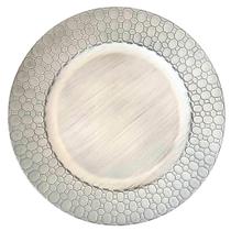 Jogo C/6 Sousplats 33cm Off-White Geométrico Patinado