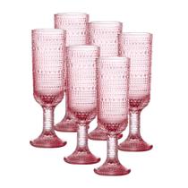 Jogo C/ 6 Taças de Champanhe Vidro Pérola Rosa 160ml Mesa Posta Champangne Espumante
