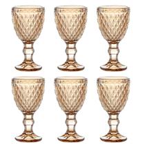 Jogo C/ 6 Taças de Licor Florença Âmbar 50ml Vidro Dose Única Luxo