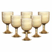 Jogo C/ 6 Taças de Vidro Pérola Âmbar 390ml Mesa Posta Bebidas Água Suco