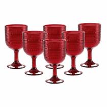 Jogo C/ 6 Taças de Vidro Pérola Rubi 390ml Mesa Posta Bebidas Água Suco