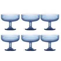 Jogo C/ 6 Taças de Vidro Sobremesa Pérola Azul 310ml Mesa Posta Luxo