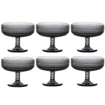Jogo C/ 6 Taças de Vidro Sobremesa Pérola Cinza 310ml Mesa Posta Luxo
