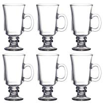 Jogo C/ 6 Taças de Vidro Xícara Irish Coffee 250ml Café e Cappuccino 25556