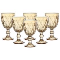 Jogo C/ 6 Taças Diamond Âmbar 340ml Mesa Posta Bebidas Água Suco Jogo C/ 6 Taças Diamond Âmbar 340ml Mesa Posta Bebidas Água Suco