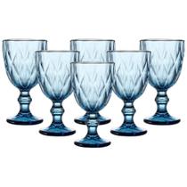 Jogo C/ 6 Taças Diamond Azul Safira 340ml Mesa Posta Bebidas Água Suco Jogo C/ 6 Taças Diamond Azul Safira 340ml Mesa Posta Bebidas Água Suco
