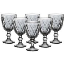 Jogo C/ 6 Taças Diamond Titânio 340ml Mesa Posta Bebidas Água Suco