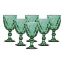 Jogo C/ 6 Taças Diamond Verde Jade 260ml Mesa Posta Bebidas Água Suco Jogo C/ 6 Taças Diamond Verde Jade 260ml Mesa Posta Bebidas Água Suco