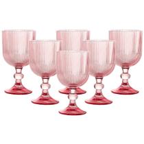 Jogo C/ 6 Taças Versalhes Rosa 390ml Mesa Posta Bebidas Água Suco