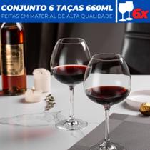 Jogo C/ 6 Taças Vidro Cristal Vinho Tinto Gin Bebidas Festa - Dagia Importação