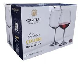 jogo c/6taças cristal bohemia vinho tinto 650ml - crystal bohemia