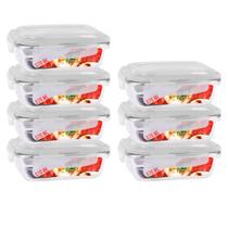 Jogo c/ 7 Potes de Vidro Hermetico p/ Freezer Forno Airfryer