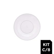 Jogo c/8 Pratos Raso de Melamina Basic Branco 25cm Lyor