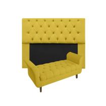 Jogo Cabeceira Mirage Com Recamier Grécia Casal 140 cm Suede Amarelo - INCASA DECOR