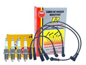 Jogo Cabos Velas + Velas Palio Siena Strada Punto Doblo Idea Uno Fire 8v Flex Após 2006 NGK