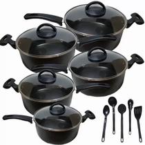 Jogo Caçarola Antiaderente 5 Peças + 5 Espátula De Nylon