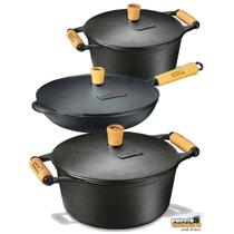 Jogo Caçarola De Ferro 4,5 E 6 L + Frigideira Panela Mineira