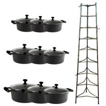 Jogo Caçarola De Silicone Preto T/V 16 Ao 32Cm E Paneleiro Jogo Caçarola De Silicone Preto T/V 16 Ao 32Cm E Paneleiro
