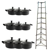 Jogo Caçarola de Silicone Preto T/V 16 ao 32cm e Paneleiro Jogo Caçarola de Silicone Preto T/V 16 ao 32cm e Paneleiro