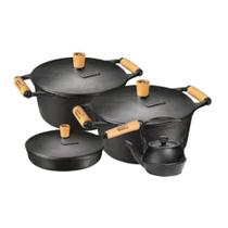 Jogo Caçarola Ferro 4 E 6 Litros, Frigideira e Chaleira - Panela Mineira