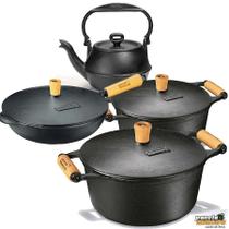 Jogo Caçarola Ferro 4,5 E 6 Litro E Chaleira Panela Mineira