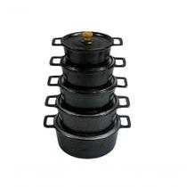 Jogo Caçarola Panela Craqueada Alça Alumínio 16 A 24 Preto Jogo Caçarola Panela Craqueada Alça Alumínio 16 A 24 Preto