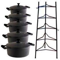 Jogo Caçarola Silicone Preto T/F 16 Ao 24Cm E Paneleiro Jogo Caçarola Silicone Preto T/F 16 Ao 24Cm E Paneleiro