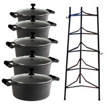 Jogo Caçarola Silicone Preto T/V 16 Ao 24Cm E Paneleiro Jogo Caçarola Silicone Preto T/V 16 Ao 24Cm E Paneleiro