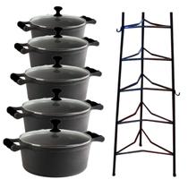 Jogo Caçarola Silicone Preto T/V 16 ao 24cm e Paneleiro Jogo Caçarola Silicone Preto T/V 16 ao 24cm e Paneleiro