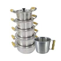 Jogo Caçarolas Alça Madeira Polidas e Canecão 1 Litro Polido