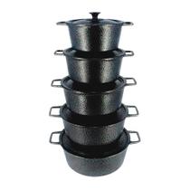Jogo Caçarolas Alumínio Fundido Craqueada 16 a 24cm Preto 5 Peças Diviforte Jogo Caçarolas Alumínio Fundido Craqueada 16 a 24cm Preto 5 Peças Diviforte